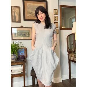 Designer Zero Maria Cornejo dress Avant Garde linen zip front sleeveless midi